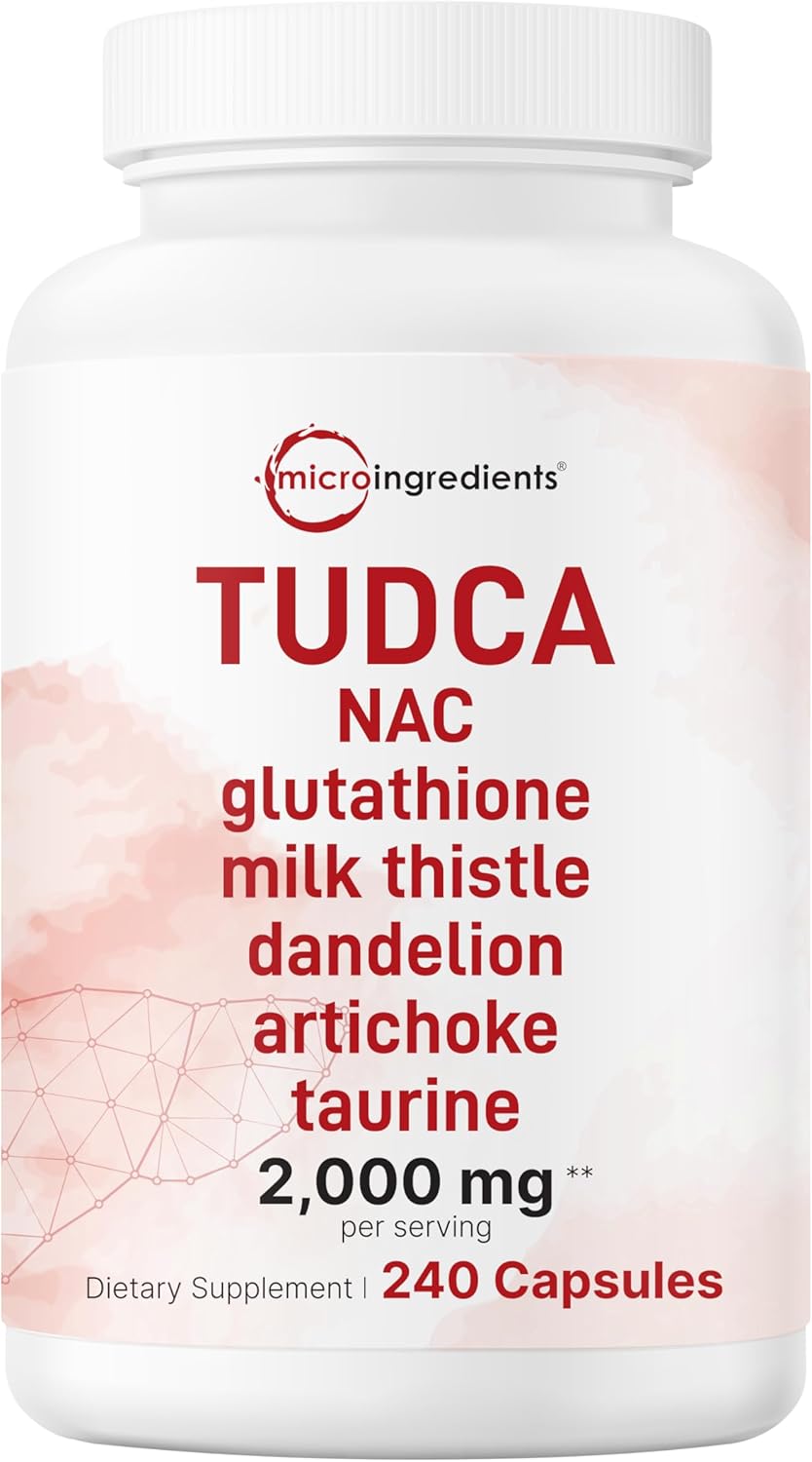 Micro Ingredients TUDCA Bile Salts 2,000 mg Supplement, 240 Capsules | 7-in-1 Complex with NAC, Milk Thistle, Glutathione, Dandelion & Artichoke | Extra Strength Tauroursodeoxycholic Acid | Non-GMO - görsel 1