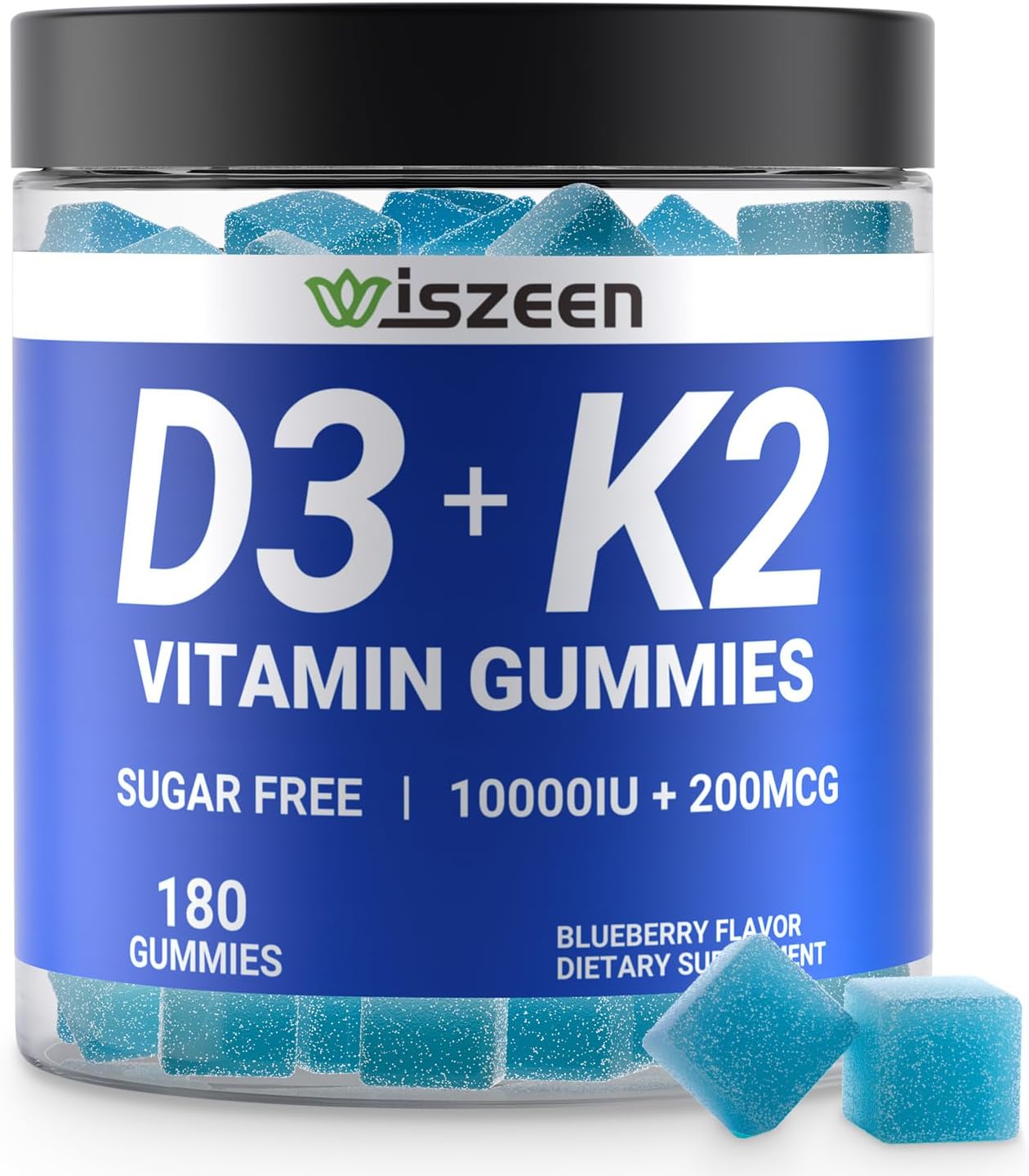 Sugar-Free Vitamin D3 K2 Gummies, 10000 IU Vitamin D3 & 200 mcg Vitamin K2 (MK-7) with Calcium, Magnesium, B12 - Vegan, Non-GMO - görsel 1
