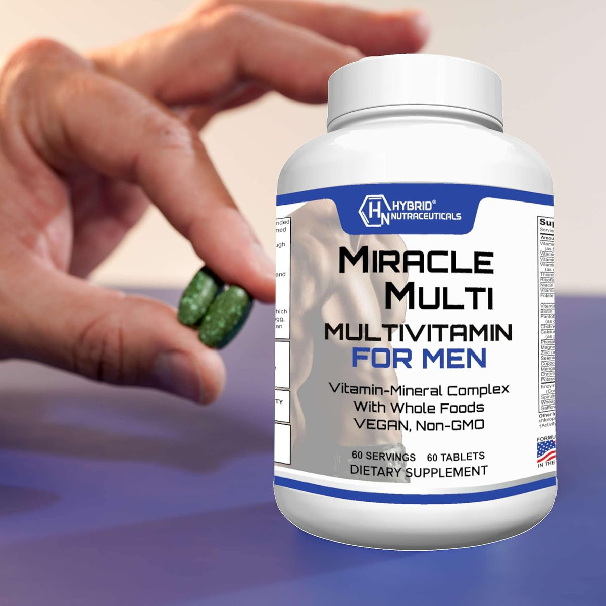 MiracleMulti Performance Blend Men's Multivitamin - with Probiotics, Superfood Enzyme Blend, Non-GMO, 60-Day Supply - görsel 8