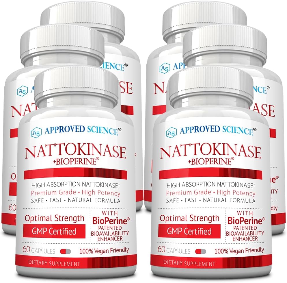 Approved Science Nattokinase - 4,000 FU - 200 mg - Free from Vitamin K2 - Contains BioPerine - One Month Supply - Vegan, Non-GMO - 360 Capsules - görsel 1