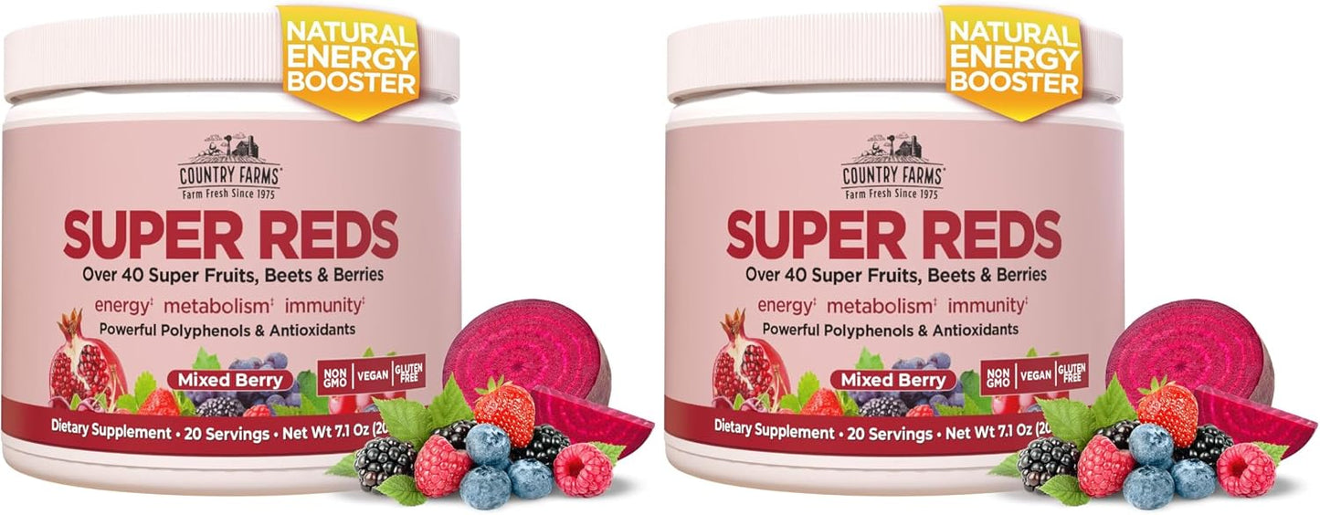 COUNTRY FARMS Super Reds, Energising Polyphenol Superfood, 48 Super Fruits and Berries, Powerful Antioxidants and Polyphenols, Supports Energy, 20 Servings, Mixed Berry Flavour - görsel 8