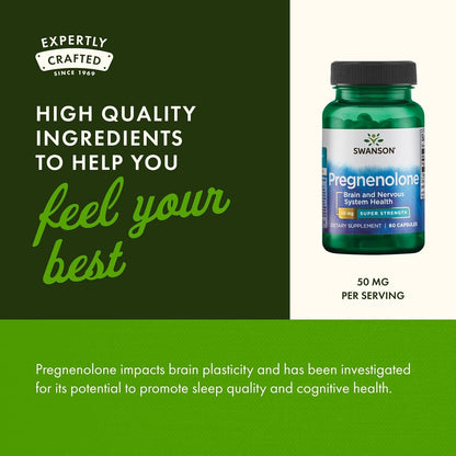 Swanson Pregnenolone – Super Strength 50 mg 60 Capsules (3 Pack)