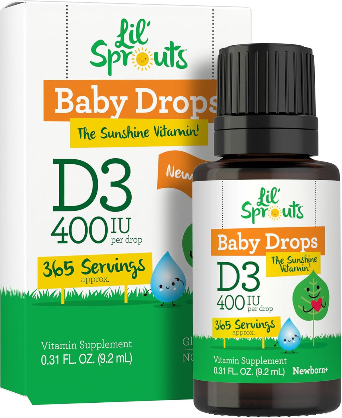 Carlyle Baby Vitamin D3 Liquid Drops | 400 IU | 0.31 fl oz (9.2 mL) 1 Year's Supply | Vegetarian, Non-GMO, Gluten-free - görsel 1
