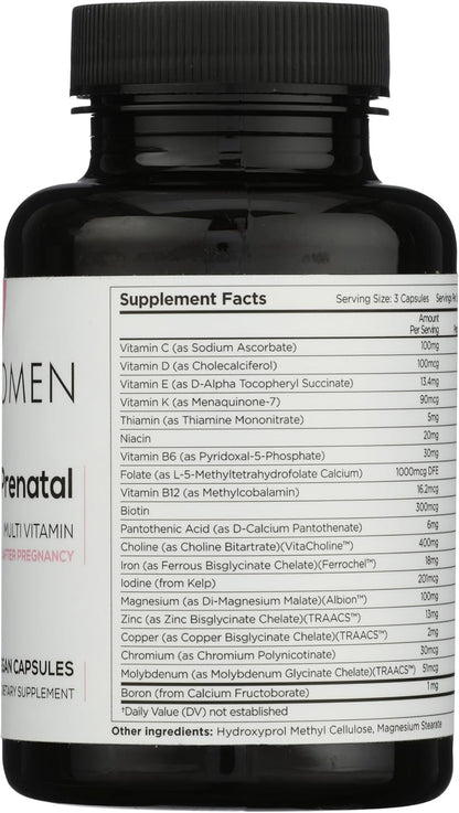 Beli Women Prenatal Multivitamin - 400mg Choline, Folate & Vitamin D - Vegan, Gluten-Free, 90 Capsules (30-Day Supply)