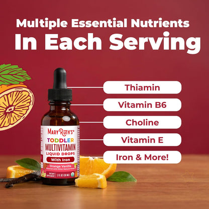 MaryRuth's Organic Toddler Multivitamin with Iron - Liquid Drops (30 ml)