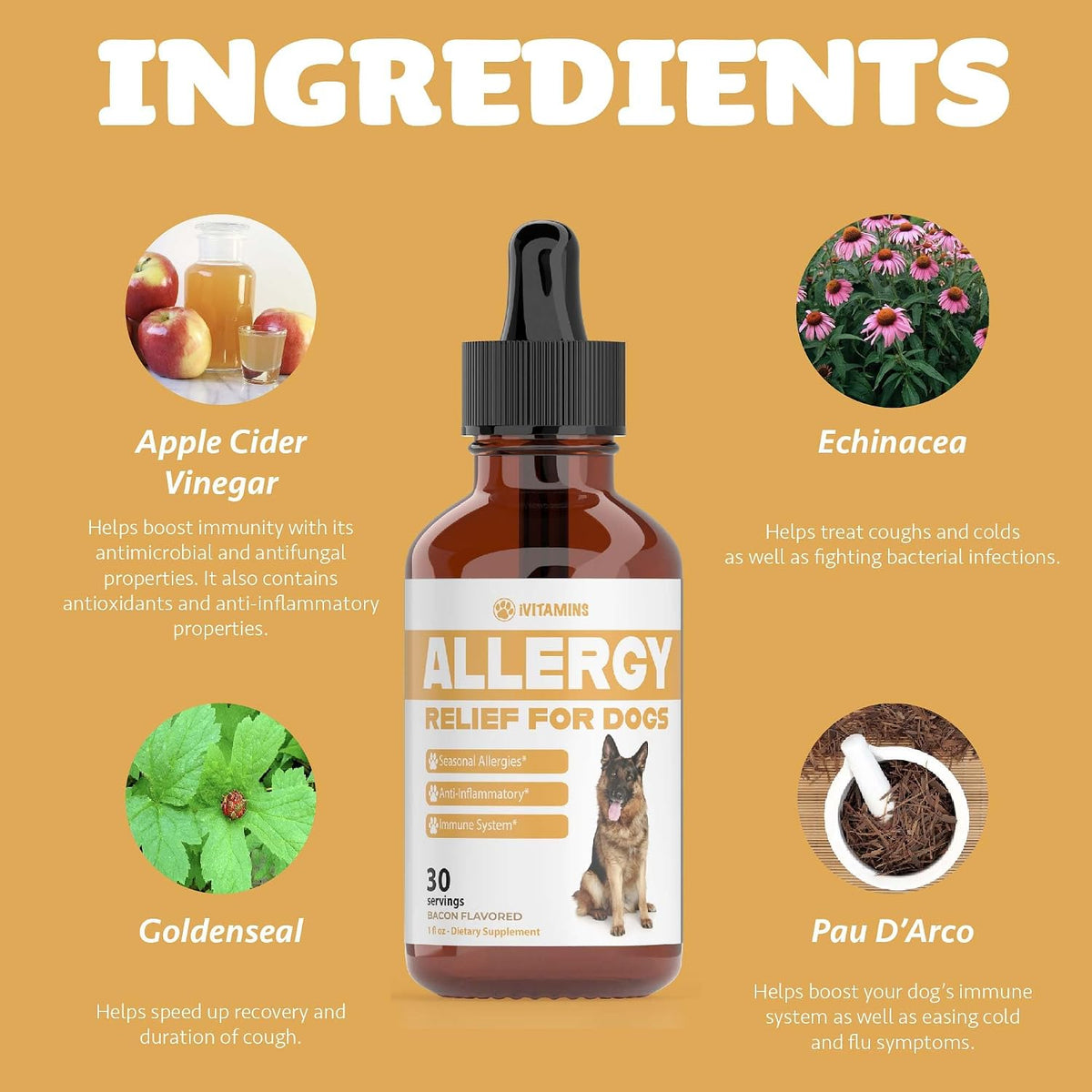 Natural Dog Allergy Relief - Liquid Herbal Supplement for Itching & Seasonal Allergies (30 ml) - görsel 7