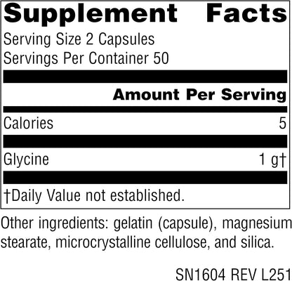 Source Naturals Glycine, 500 mg, 100 Capsules