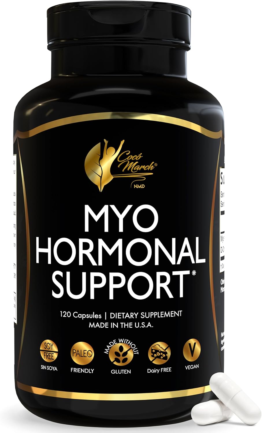Cocó March N.M.D Myo-Inositol Hormonal Support for Women – Supports Hormone Balance & Menopause Wellness, Energy & Metabolism – Gluten-free, Dairy-free, Vegan – 120 Capsules - görsel 1