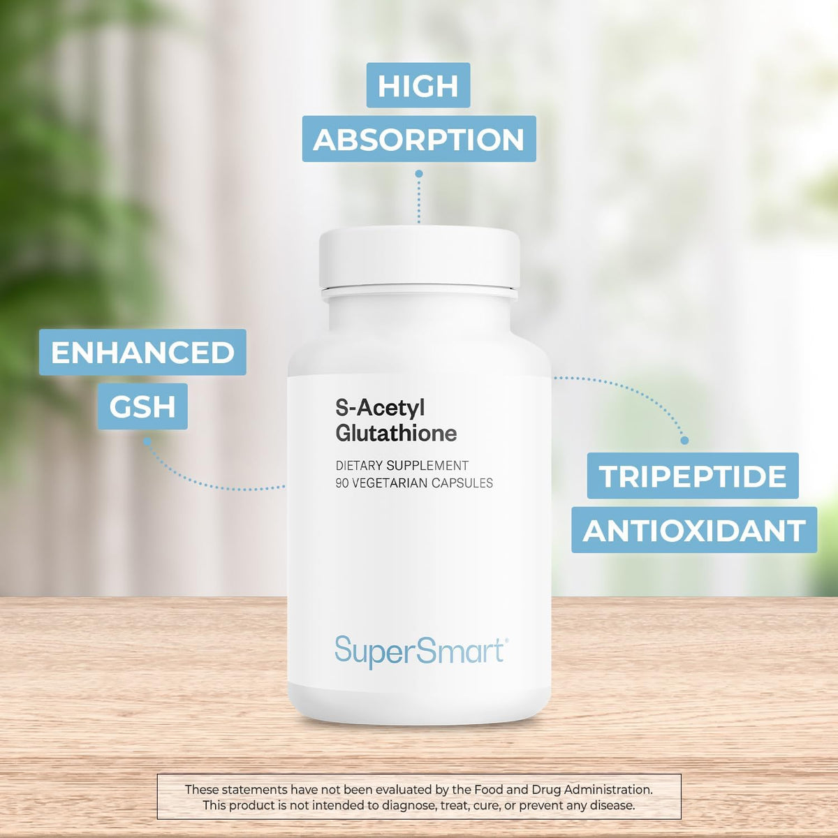 Supersmart S-Acetyl Glutathione 300mg per Day - High Absorption - Non-GMO & Gluten-free - 90 Vegetarian Capsules - görsel 3