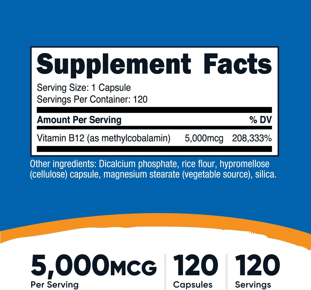 Nutricost Vitamin B12 (Methylcobalamin) 5000mcg, 120 Capsules - görsel 2
