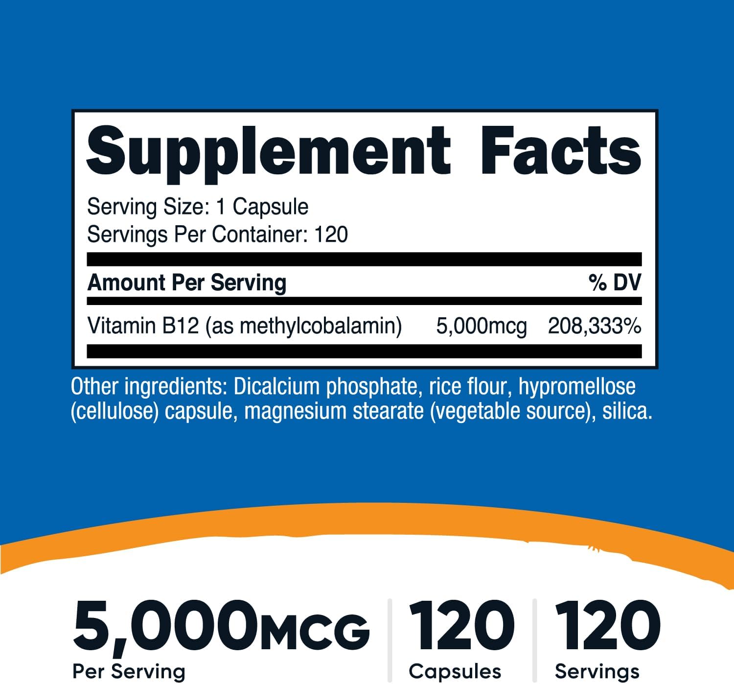 Nutricost Vitamin B12 (Methylcobalamin) 5000mcg, 120 Capsules - görsel 2