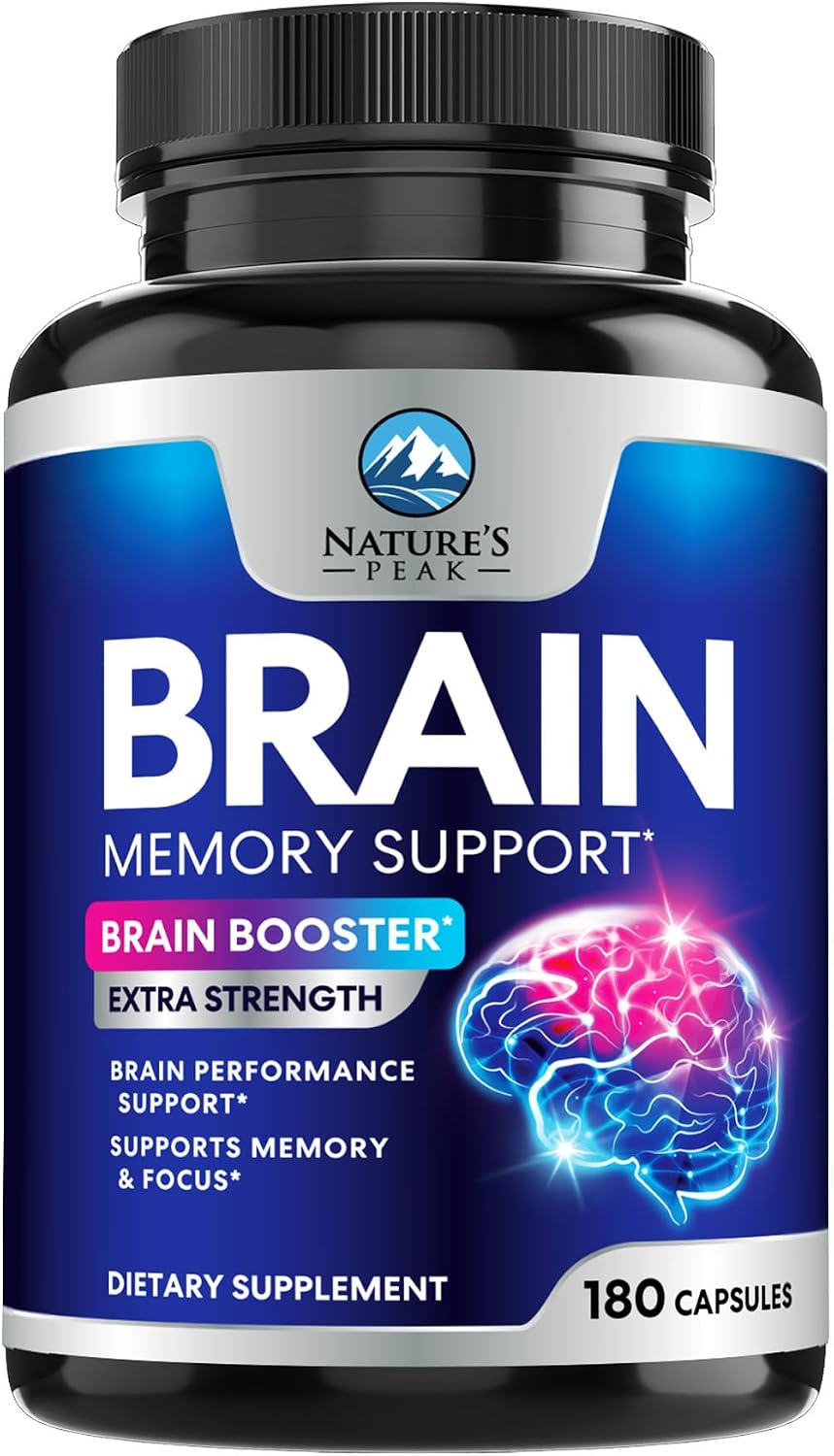 Nature's Peak Brain Memory Supplement - 3X Strength Nootropics for Concentration, Clarity & Focus Support - 120 Capsules - görsel 10