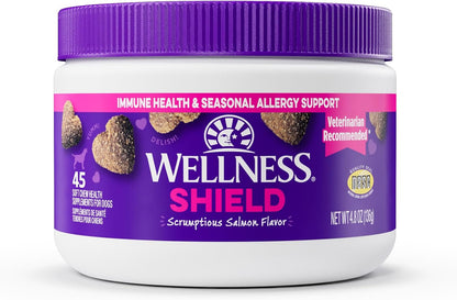 Wellness Salmon Flavoured Soft Chew Immune & Allergy Supplements for Dogs, 45 Chews