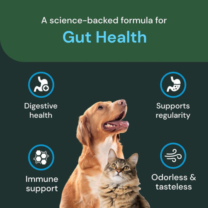 VetriScience Veterinary Strength Gut Health Powder – Probiotic for Dogs & Cats, 60 Servings