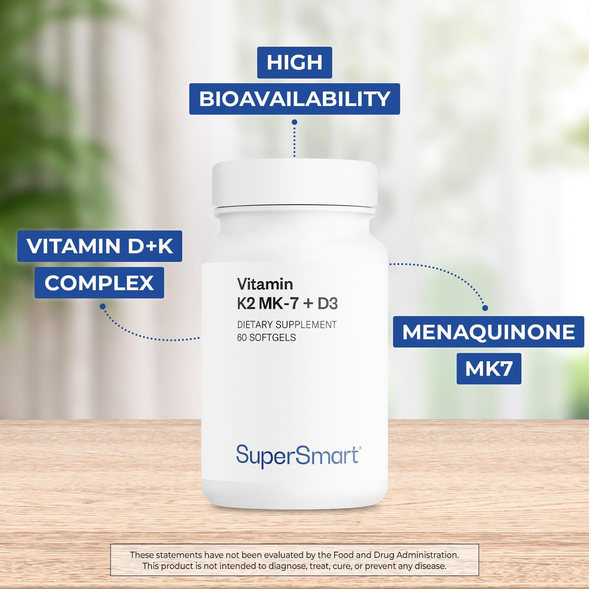 Supersmart Vitamin K2 MK-7 with Vitamin D3, 90 mcg, 60 Soft gel capsules - görsel 3
