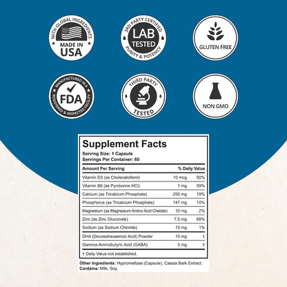 NuBest Grow Power - Calcium, Magnesium, Vitamin D3, Zinc & Multivitamin Supplement for Ages 10+