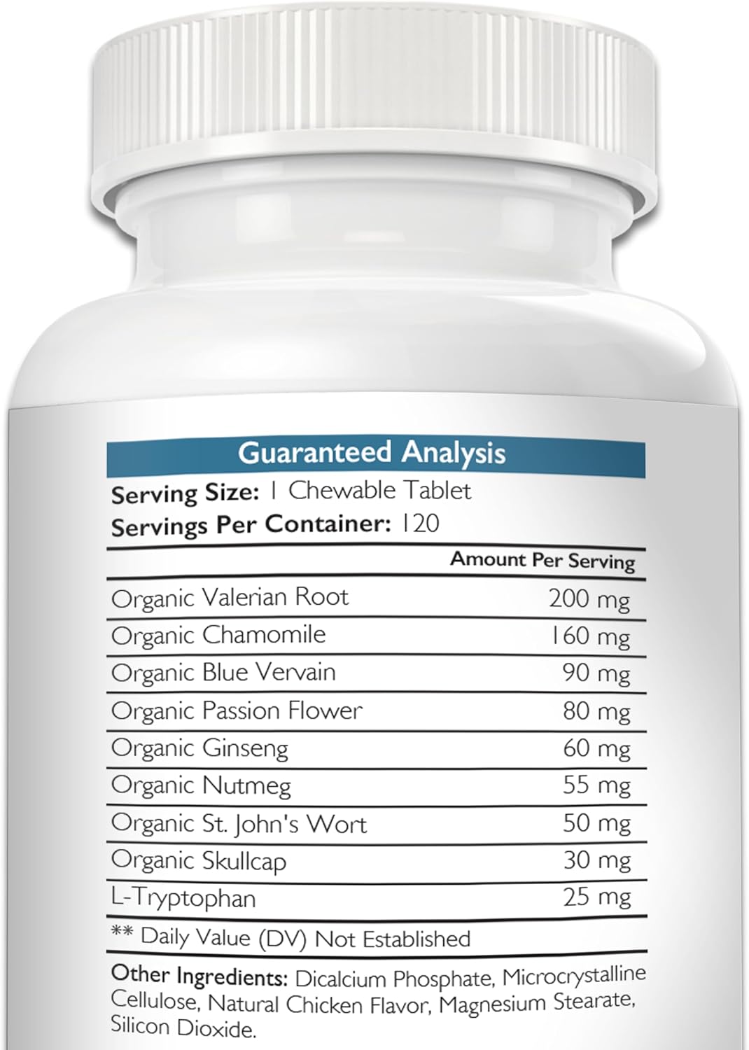 Nutrition Strength 9-in-1 Valerian Root for Dogs 200mg, Chamomile 160mg, Blue Vervain, Passion Flower, Ginseng, Nutmeg, St John's Wort, L-Tryptophan for Dog Stress Relief & Calming, 120 Tablets - görsel 9