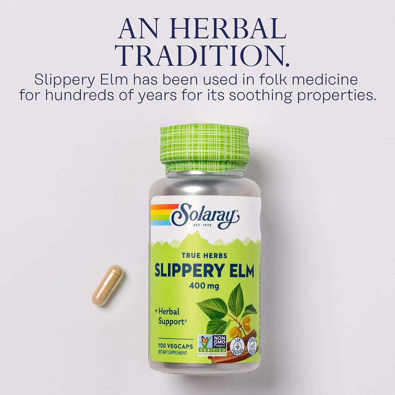 SOLARAY Slippery Elm Bark Capsules (Ulmus Rubra) 400 mg – 100 VegCaps - görsel 4
