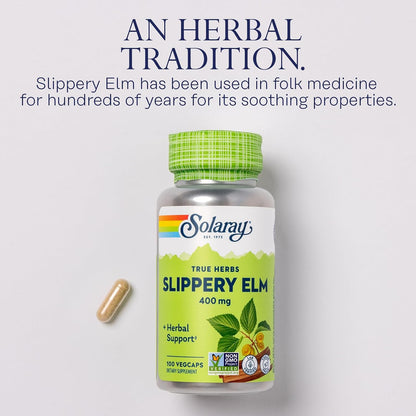 SOLARAY Slippery Elm Bark Capsules (Ulmus Rubra) 400 mg – 100 VegCaps