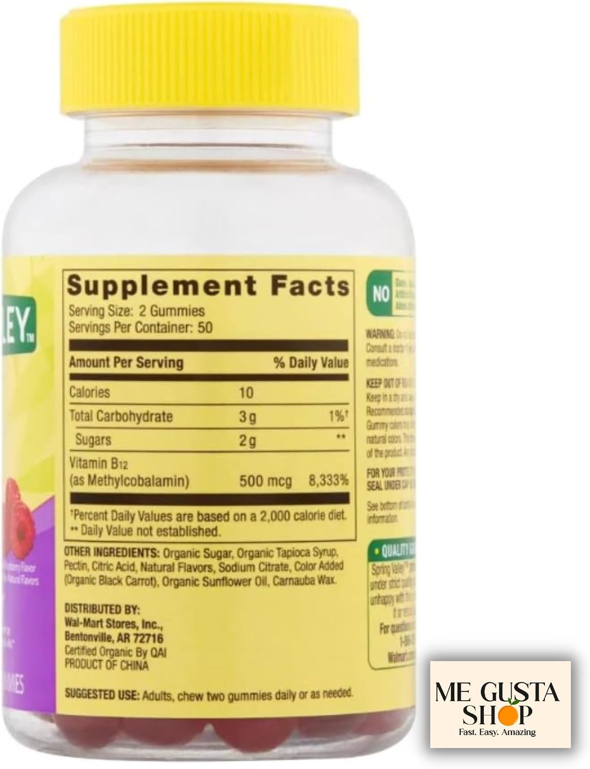 Spring Valley Vitamin B12 Gummies 500 mcg, Raspberry Flavour, 100 Count - görsel 7