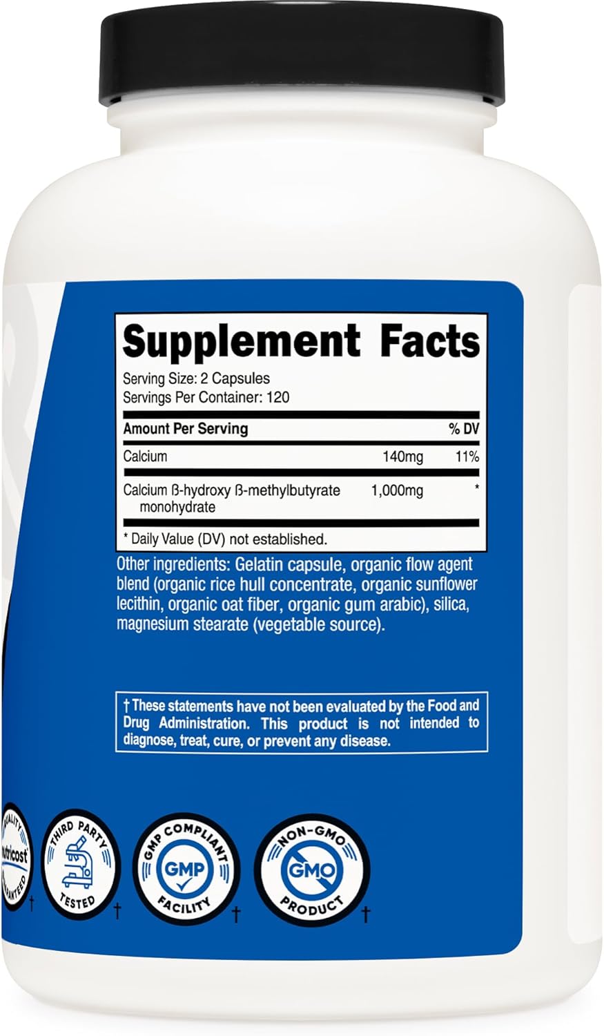 Nutricost HMB (Beta-Hydroxy Beta-Methylbutyrate) 1000mg – 240 Capsules - görsel 5