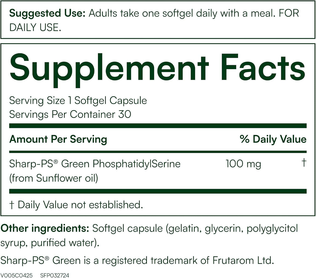 Purity Products PS Brain Support - Sharp-PS Green PhosphatidylSerine 100 mg, 30 Softgels - görsel 2