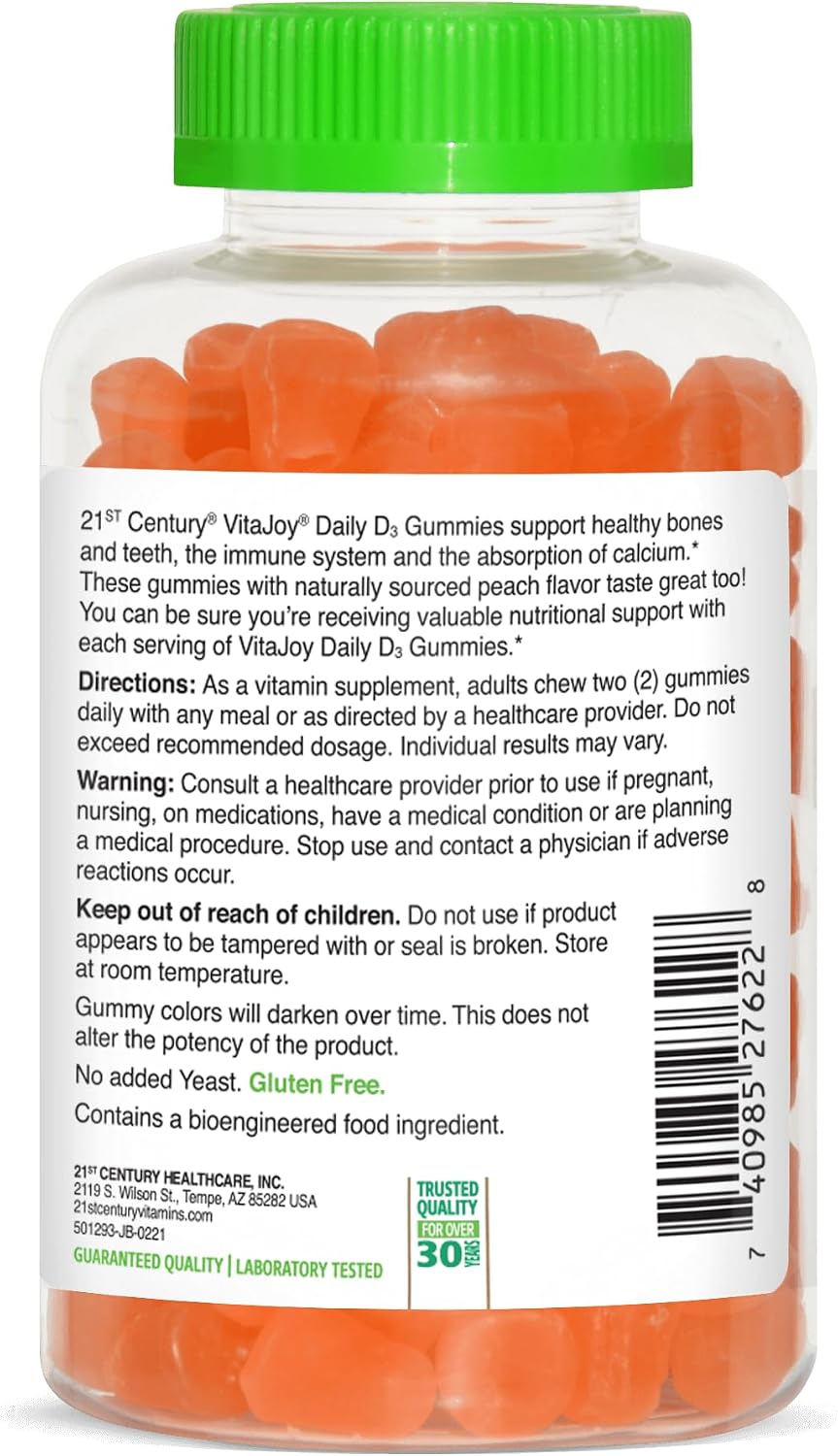 21st Century Daily D Gummies, Fruit Flavoured - 120 Gummies, Pack of 3 - görsel 3