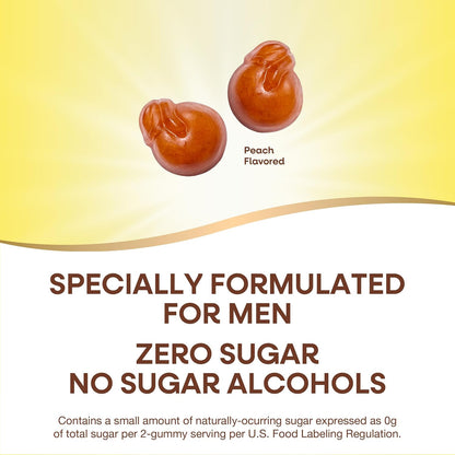 Nature's Way Alive! Zero Sugar Men's Gummy Multivitamins, Energy Metabolism, Muscle Function, B-Vitamins, No Sugar Alcohols, Plant-Based Sweeteners, Peach Flavoured, 80 Gummies