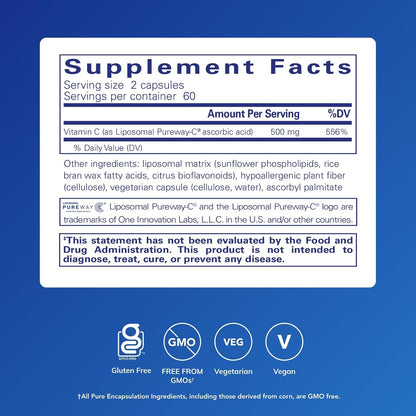 Pure Encapsulations Liposomal Vitamin C – Immune Support Supplement – Antioxidant Nourishment – Non-GM & Gluten-free – 120 Capsules