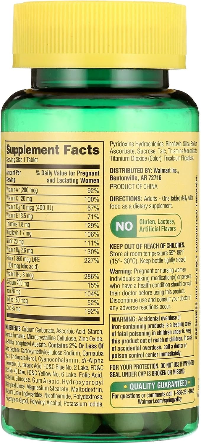 Spring Valley Prenatal Multivitamin | Essential Nutrients for Pregnancy | 100 Tablets - görsel 2
