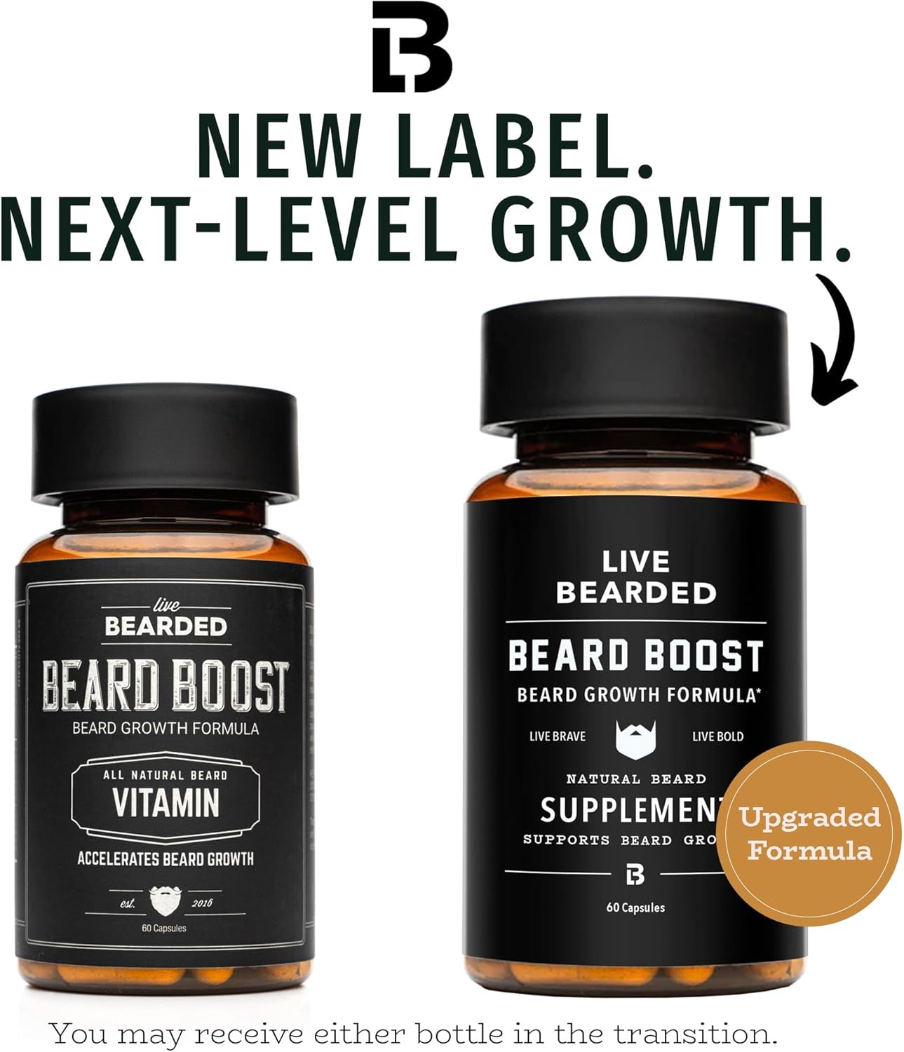 Live Bearded Beard Boost - Beard Growth Vitamins for Men with Biotin, Collagen, Silica, Fo-Ti Root - Facial Hair Growth for Men, Made in the USA | 60-Day Supply - görsel 3