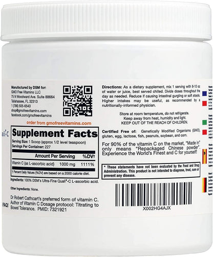 Ultra Fine Non-GM Vitamin C Powder – Quali-C L-Ascorbic Acid, Vegan, 227g