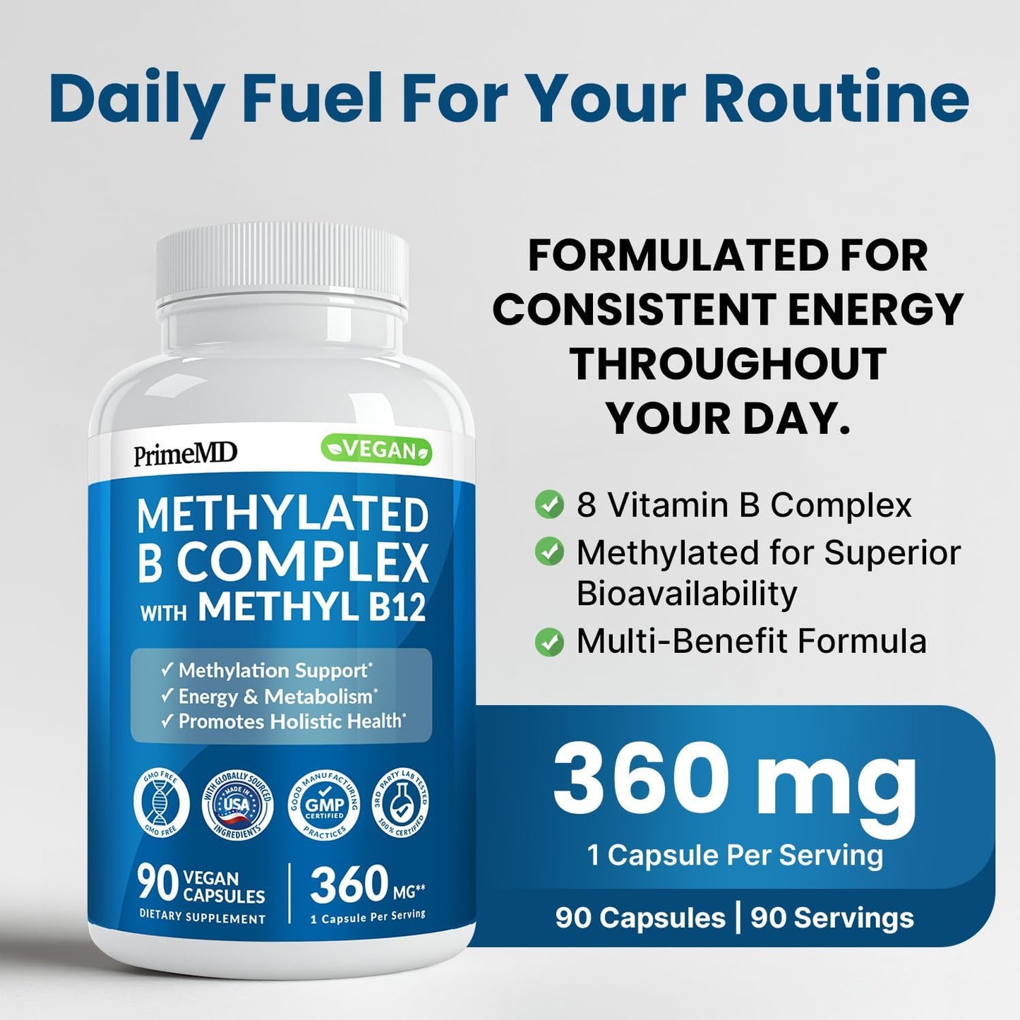 PrimeMD Methylated B Complex with B12 Methylcobalamin and Methyl Folate 1000 mcg - görsel 2