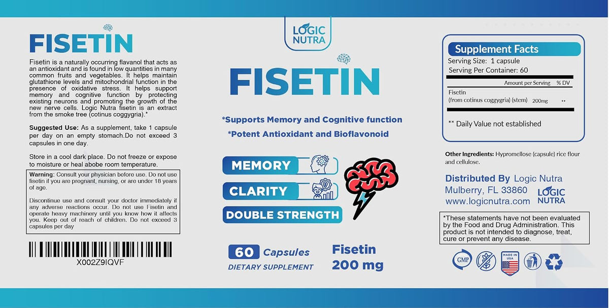 Logic Nutra Fisetin Double Strength - 200 mg - 60 Capsules - görsel 2
