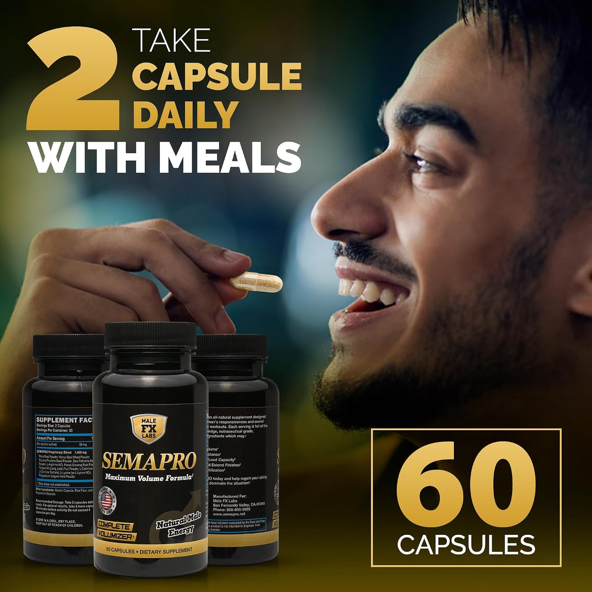 Extreme Semen Volumiser and Male Energy Formula - All Natural Endurance, Stamina & Seminal Health - 60 Capsules (1 Month Supply) - görsel 6