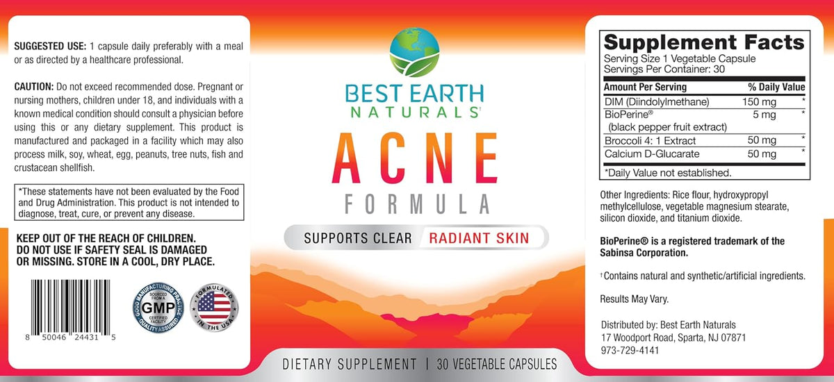 Best Earth Naturals Clear Skin Acne Support Supplement Capsules – 30-Day Supply - görsel 3