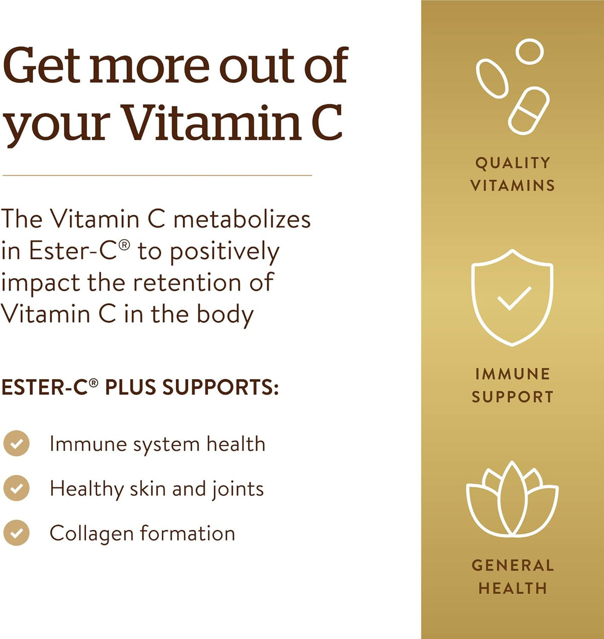 Solgar Ester-C Plus 1000 mg Vitamin C Tablets, 60 Tablets – Gentle on the Stomach, Non-Acidic, Immune Support - görsel 3