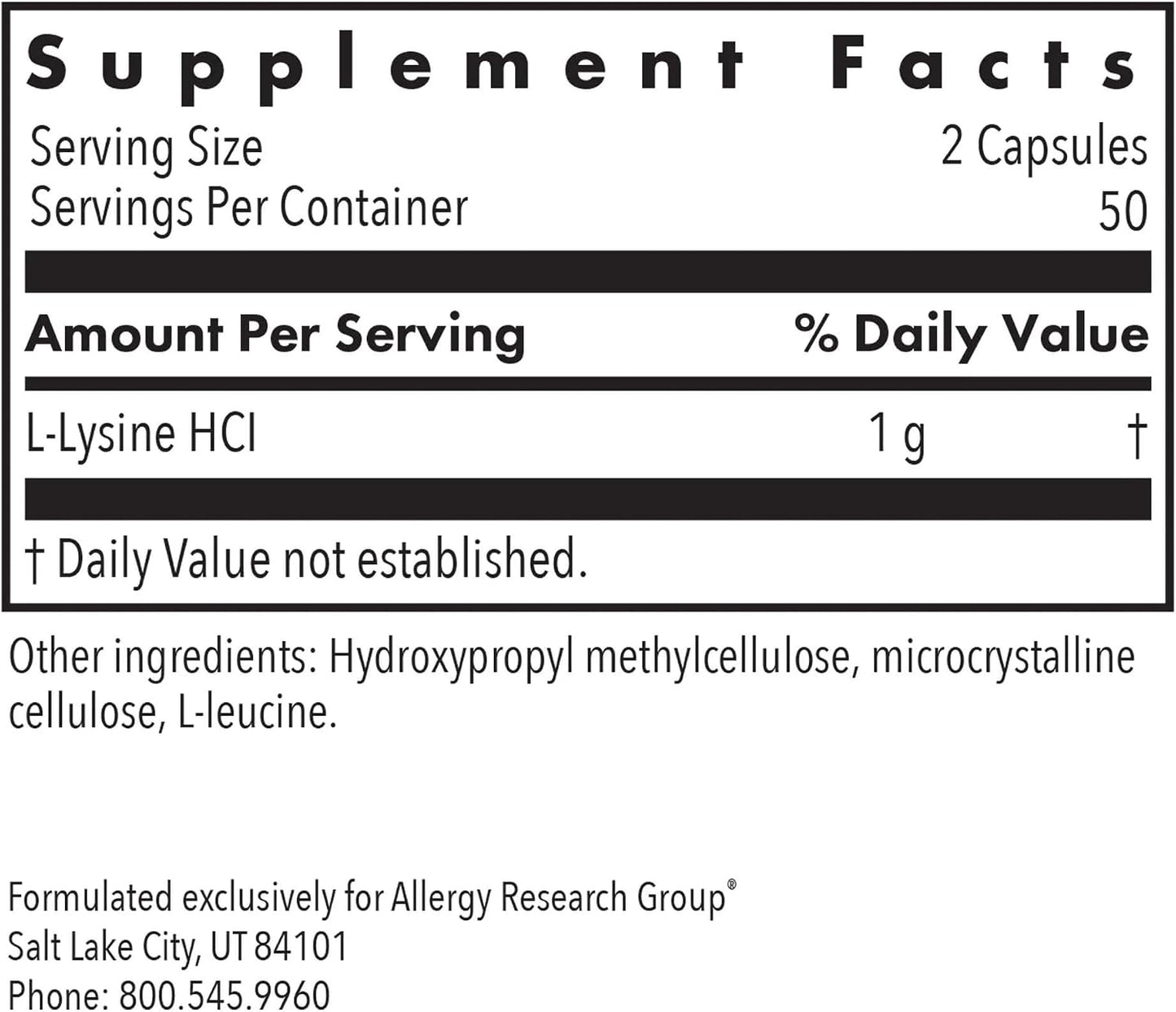 NutriCology L-Lysine 500mg - Essential Amino Acid Supplement - 100 Capsules - görsel 2