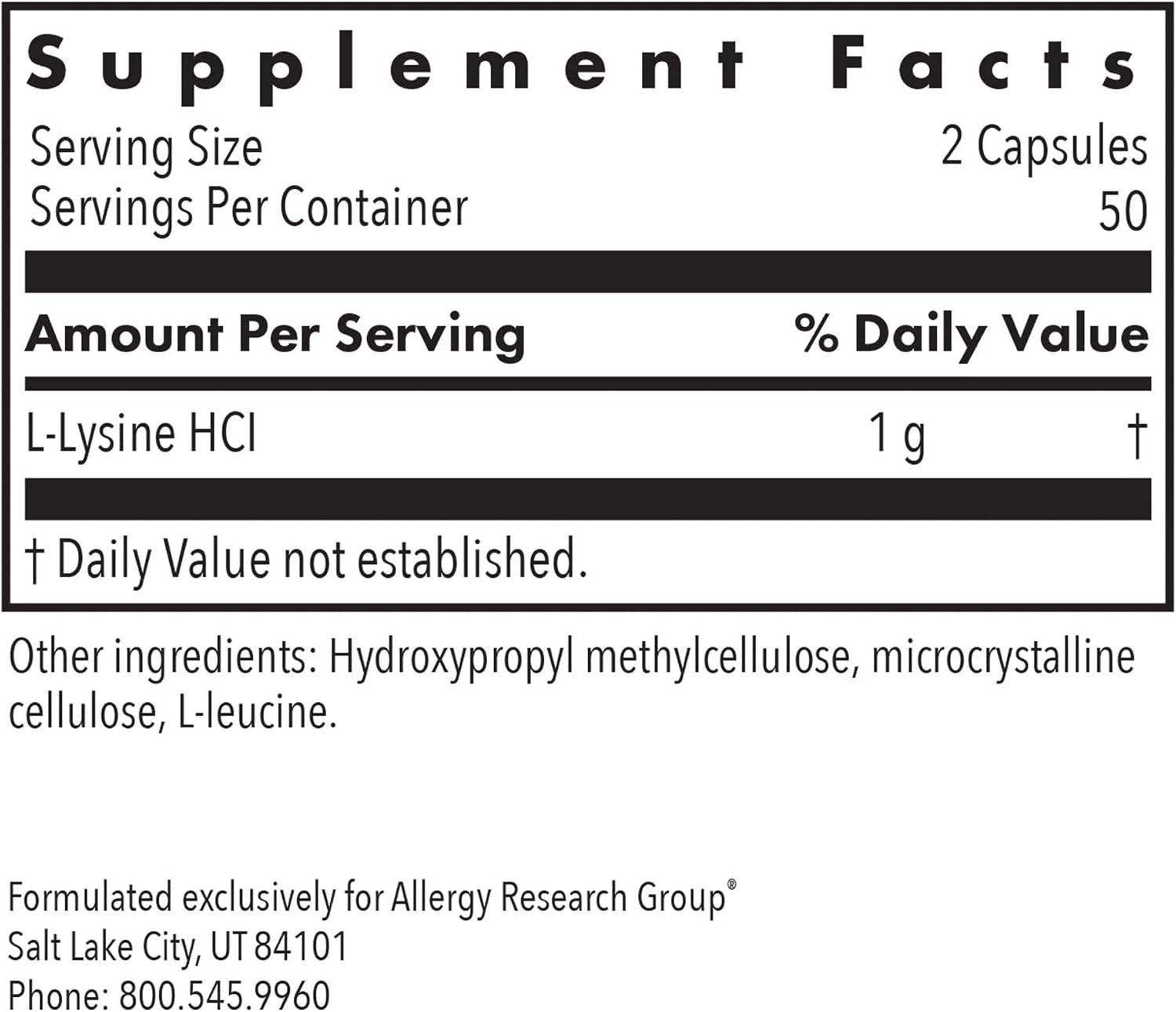 NutriCology L-Lysine 500mg - Essential Amino Acid Supplement - 100 Capsules - görsel 2