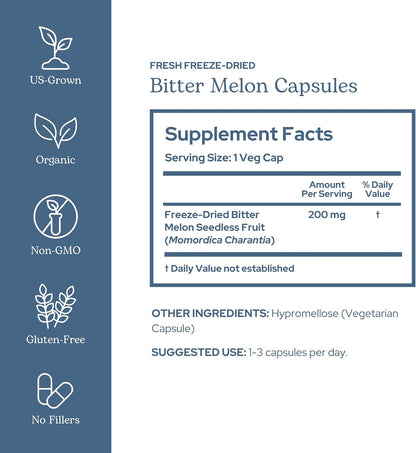 Eclectic Herb Bitter Melon Capsules - Digestion & Immune Support - 200 mg, 90 Capsules