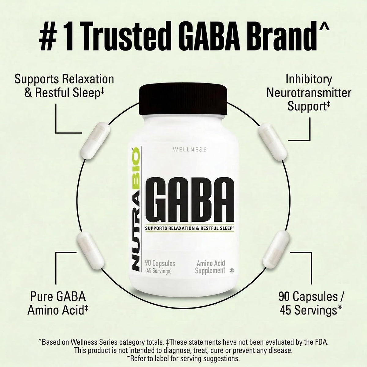 NutraBio 100% Pure GABA Food Supplement (Gamma-Aminobutyric Acid), 500mg – 90 Capsules - görsel 6