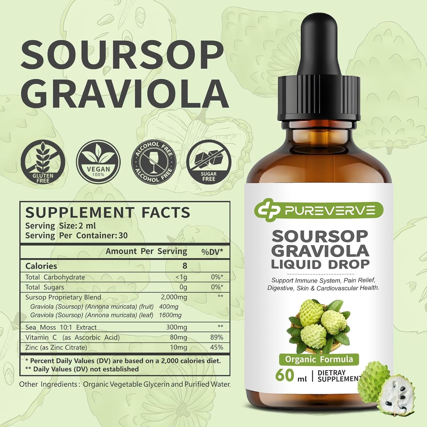 Herbal Goodness Soursop Graviola Liquid Drops for Immune & Gut Health, 60 ml - görsel 4