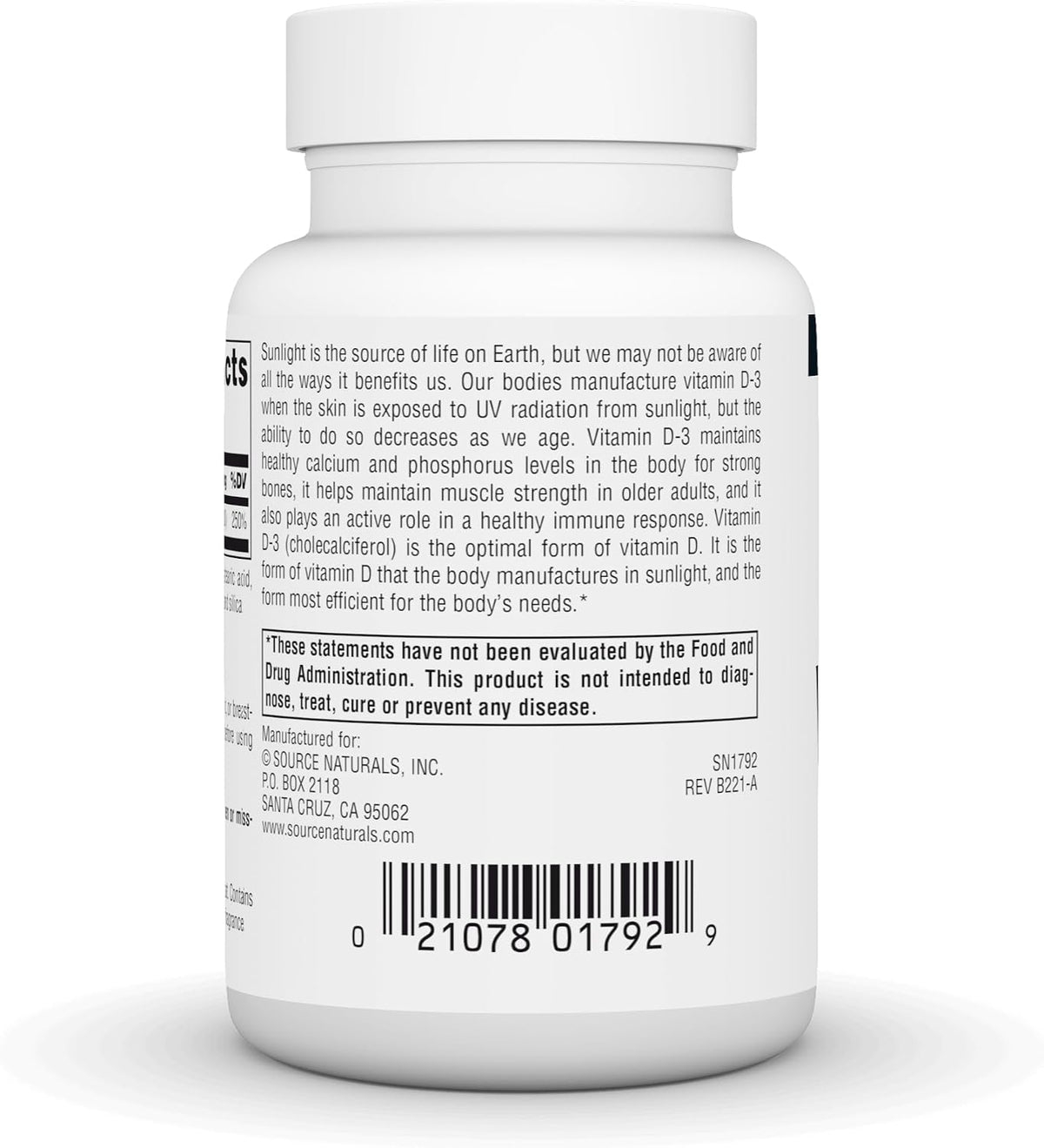 Source Naturals Vitamin D-3 1000 IU (25 mcg) – 200 Tablets - görsel 3