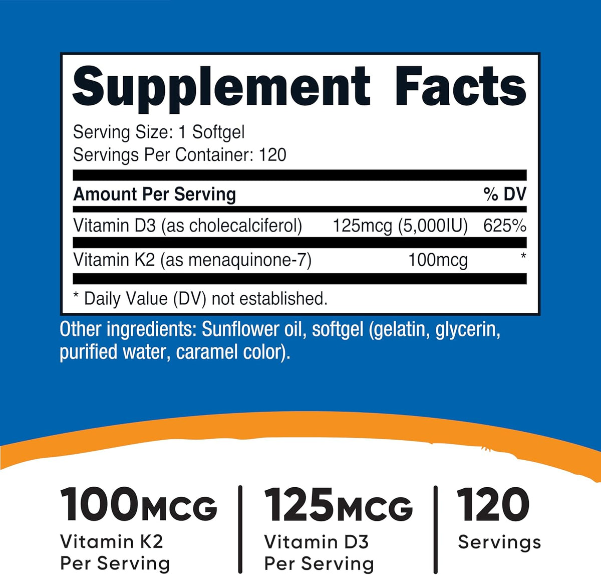 Nutricost Vitamin D3 + K2 (5000 IU D3 / – 100 mcg Vitamin K2 (MK-7): The MK-7 form has a longer half-life for – Image 2