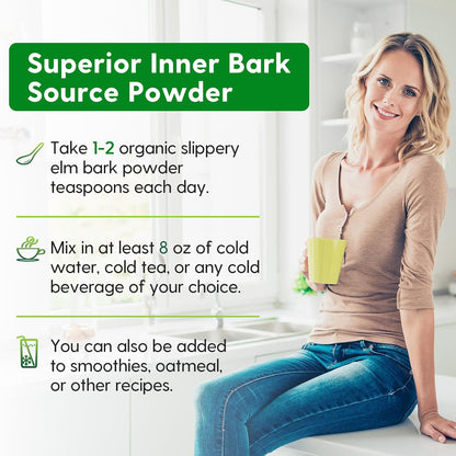 Meablewse Slippery Elm Bark Powder, 454g (349 Servings) - 100% Pure, Vegan, Non-GMO, Gluten-free