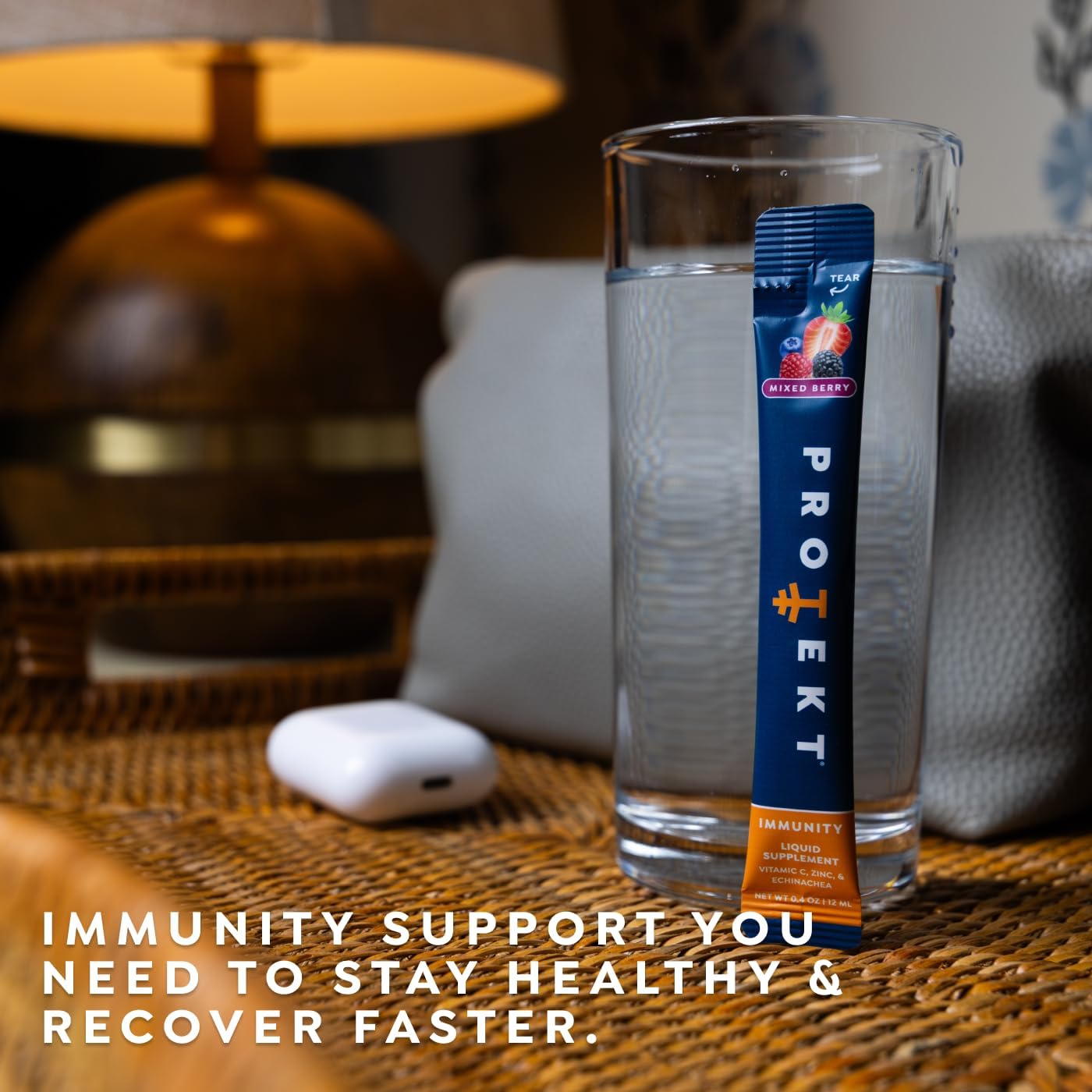 PROTEKT Liquid Immune Support Supplement - Sugar-Free Vitamin C & Zinc Drink Mix, Mixed Berry, 10 Sachets - görsel 7