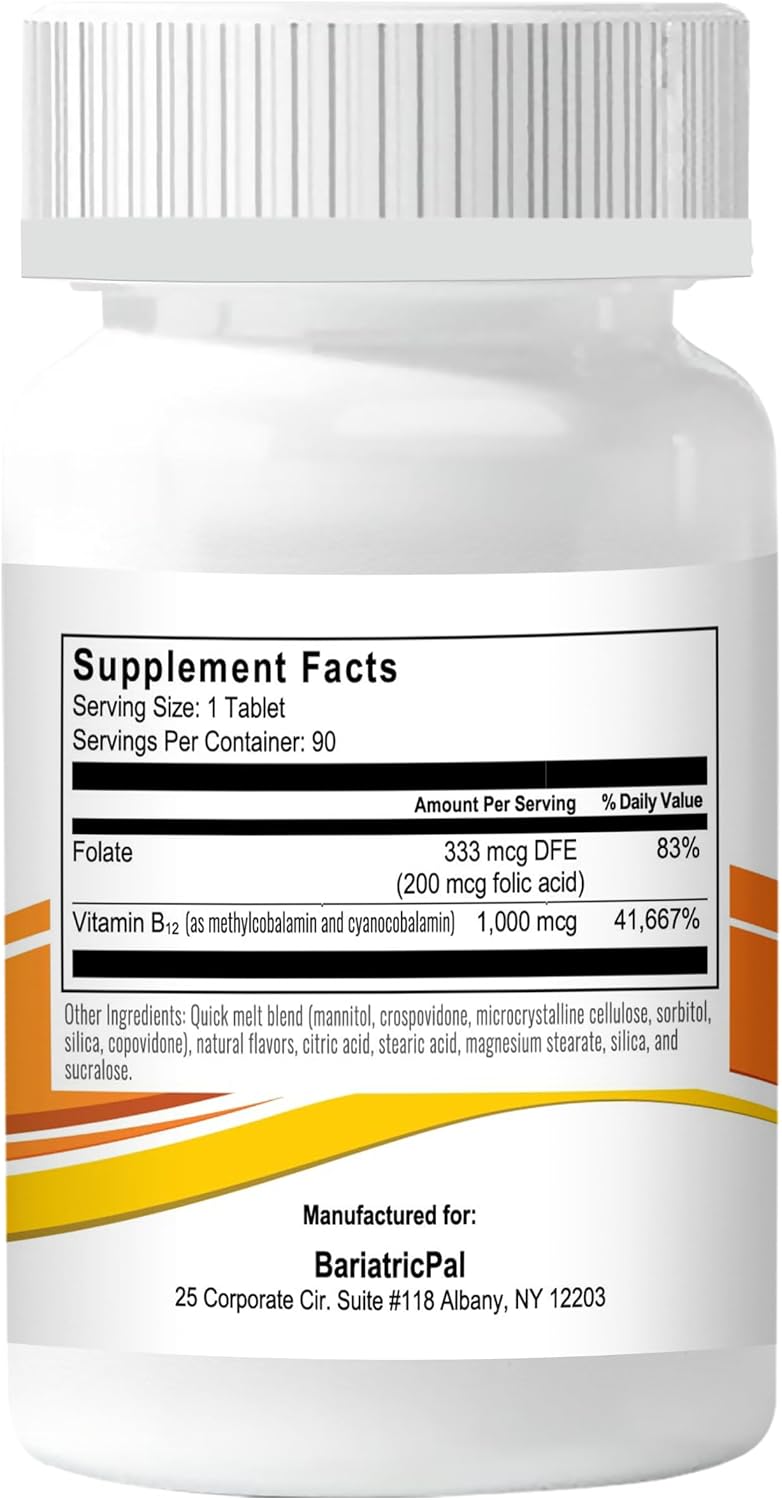 BariatricPal B12 1,000mcg Sugar-Free Quick Melts (90 Count) – Orange - görsel 2