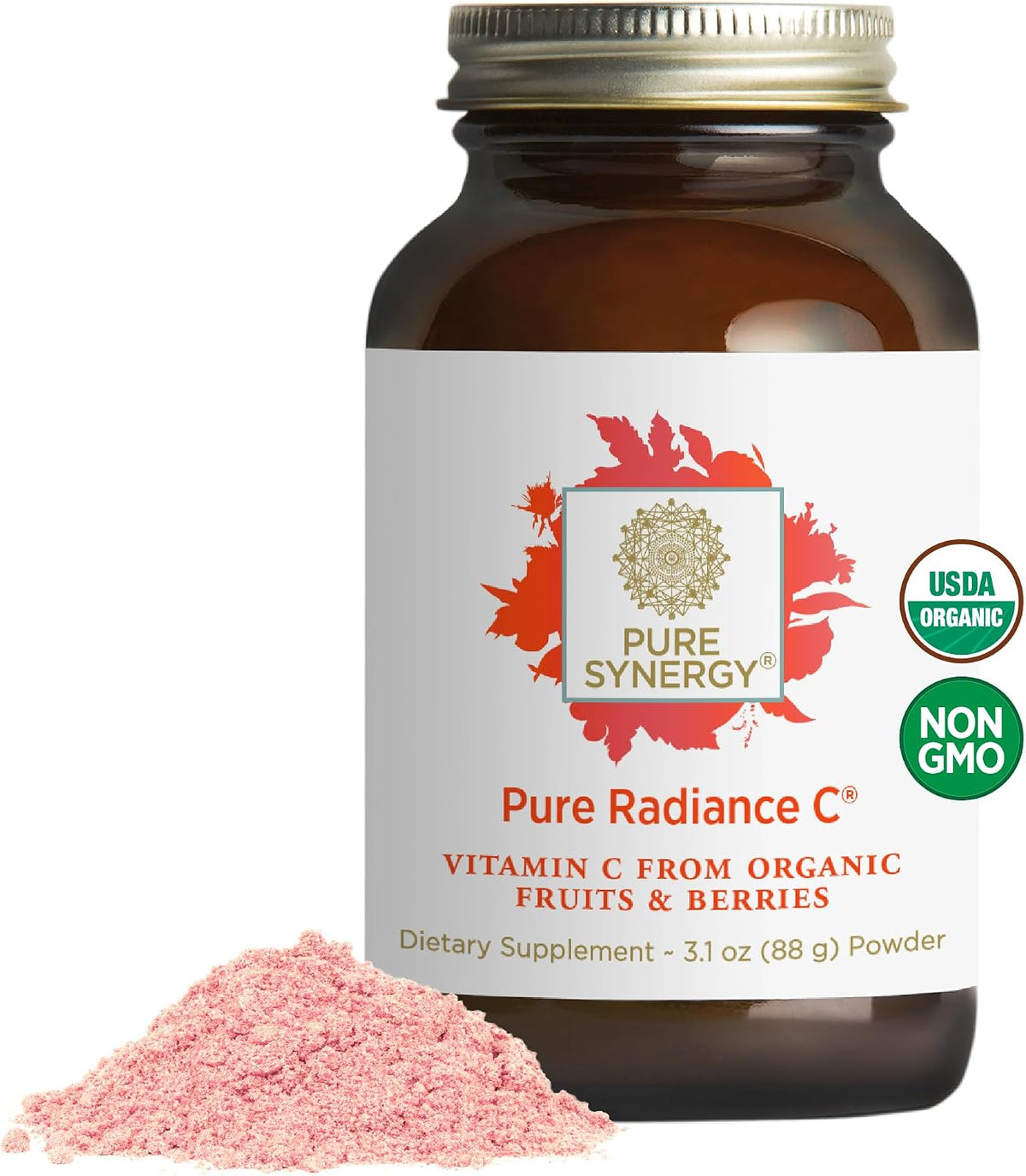 Pure Synergy Pure Radiance C | Organic Vitamin C Powder | 100% Natural, Whole Food, Non-GMO Supplement with Organic Camu Camu | for Immune Health & Collagen Support (88g Powder) - görsel 1