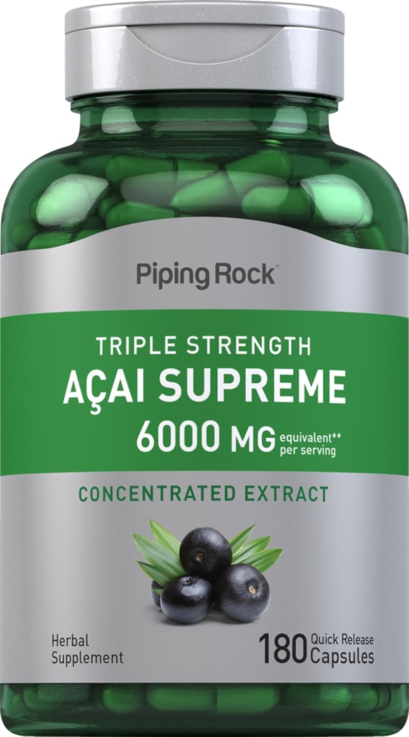 Piping Rock Acai Berry Supplement | 180 Capsules | Triple Strength Extract | Non-GMO & Gluten-free - görsel 1