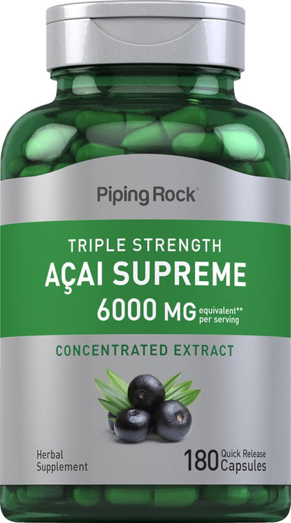 Piping Rock Acai Berry Supplement | 180 Capsules | Triple Strength Extract | Non-GMO & Gluten-free